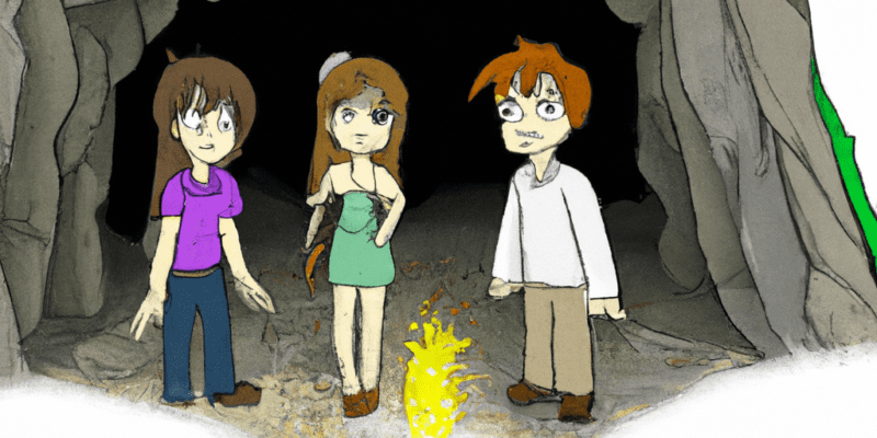 An image prompt for this story could be a group of friends standing in front of a mysterious cave, with Lily using her magical powers to create a map, Daisy holding a bag of fairy dust, Blaze breathing fire to light their way, and Oliver holding his compass. The cave could have a faint glow emanating from it, hinting at the adventure that awaits them.