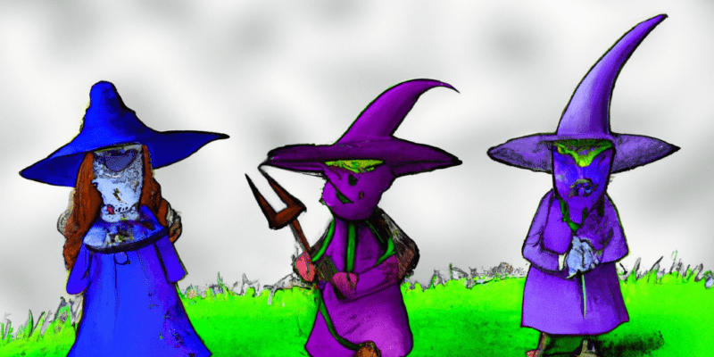 An image prompt for this story could be a picture of a garden with vibrant flowers, each labeled with a name. In the background, there could be a dark and ominous figure, representing the wicked witch. The three friends could be shown standing together, looking determined and ready to face the challenge ahead.