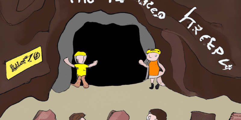 An image prompt for this story could be a picture of three friends standing in front of a mysterious cave, looking determined and ready for adventure. The cave could be depicted as dark and foreboding, with strange markings on the walls. The friends could be holding a map and a riddle, ready to embark on their quest to break the curse.